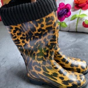 Leopard rain boots. Size 9